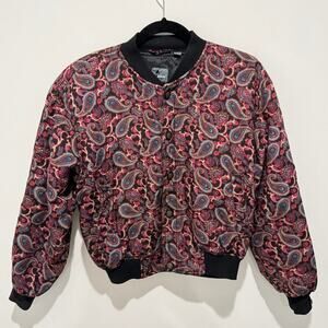 Vintage Lizwear Petite by Liz Claiborne Paisley Bomber Jacket, Size SMALL